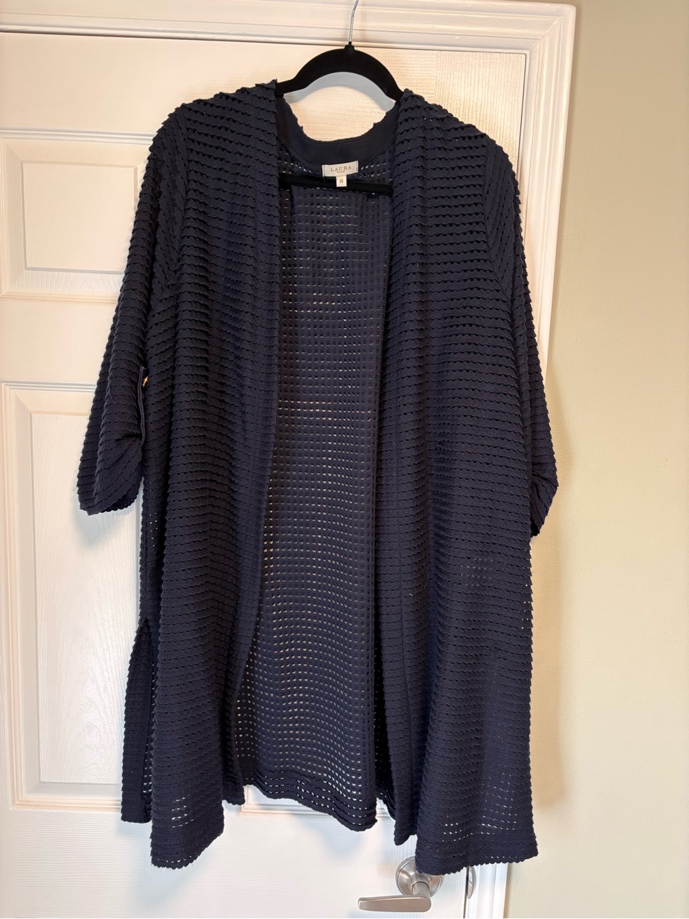 Laura Open-Front Navy Knit Cardigan